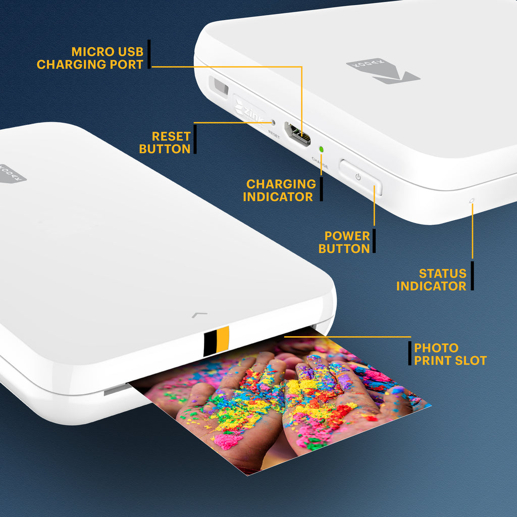 KODAK Step Wireless Mobile Photo Mini Color Printer (White) Compatible w/  iOS & Android, NFC & Bluetooth Devices, 2x3
